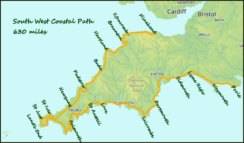 South West Coastal Path map